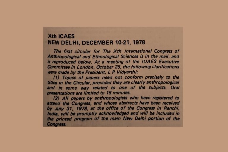 Xth ICAES, New Delhi, December 1978